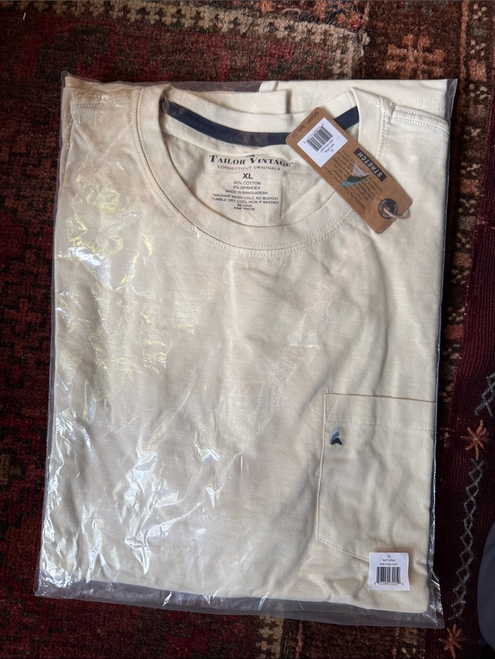Tailor Vintage Men’s Cream Short-Sleeve Pocket Tee
